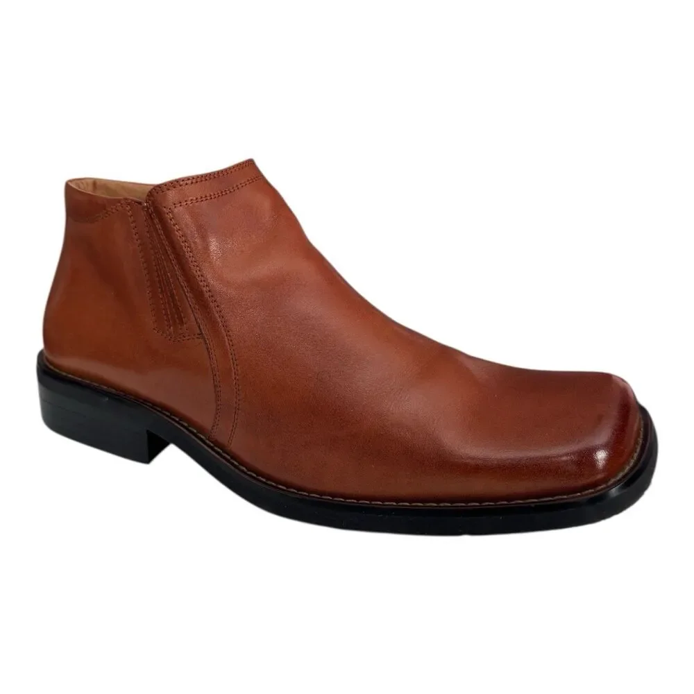 Donato Marrone Brown Leather Ankle Boots Men’s 12‎ Square Toe Vintage